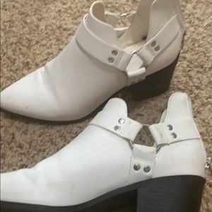 White Moto cut out booties